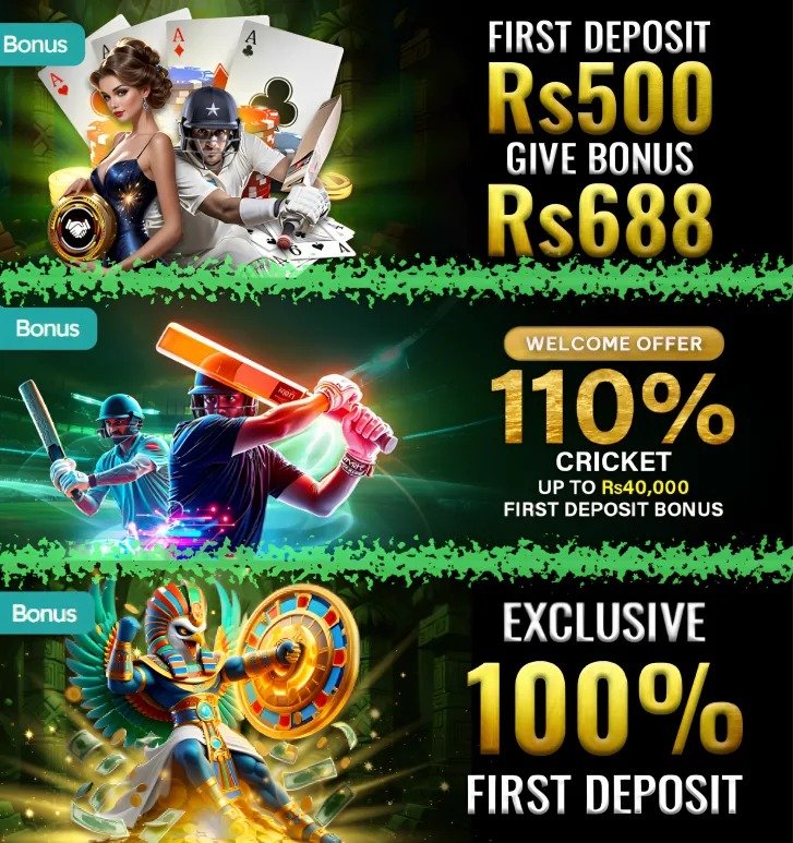 Promotion of 100% first deposit bonus gaming.
